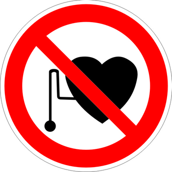 P11 запрещается работа (присутствие) людей со стимуляторами сердечной деятельности (пластик, 200х200 мм) - Знаки безопасности - Запрещающие знаки - . Магазин Znakstend.ru